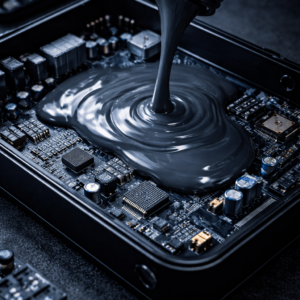 Dispensable liquid gap filler for telecom electronics