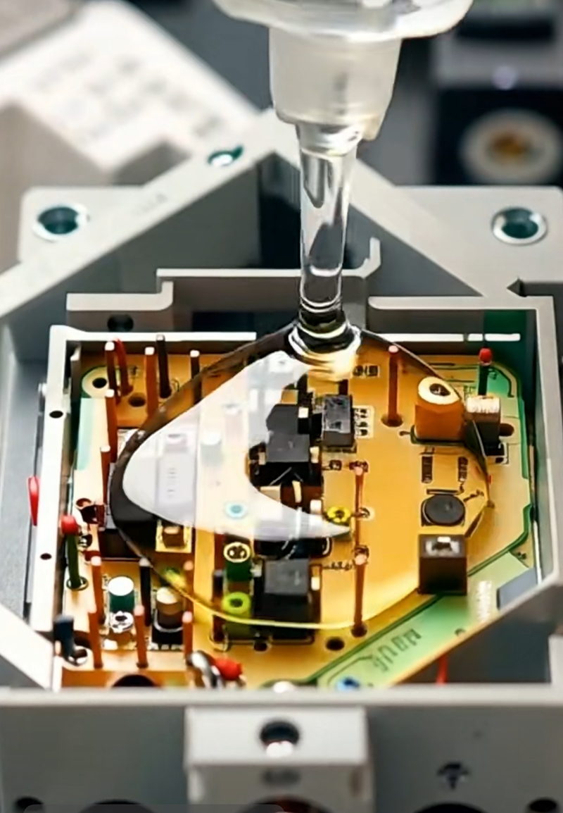 Clear encapsulation material for electronic assemblies