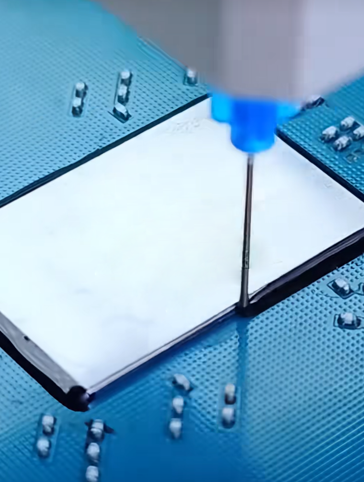 Underfill adhesive used beneath an electronic package