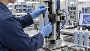 Thermal filler cartridge loaded into production dispensing equipment