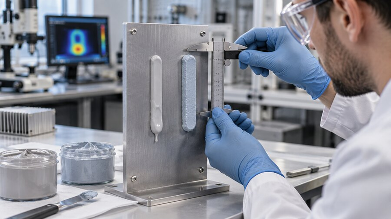 Vertical bead stability measurement for low-slump thermal filler